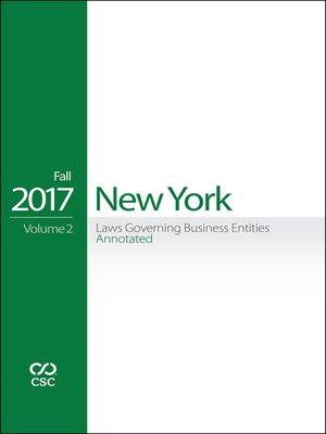 cover image of CSC&reg; New York Laws Governing Business Entities Annotated